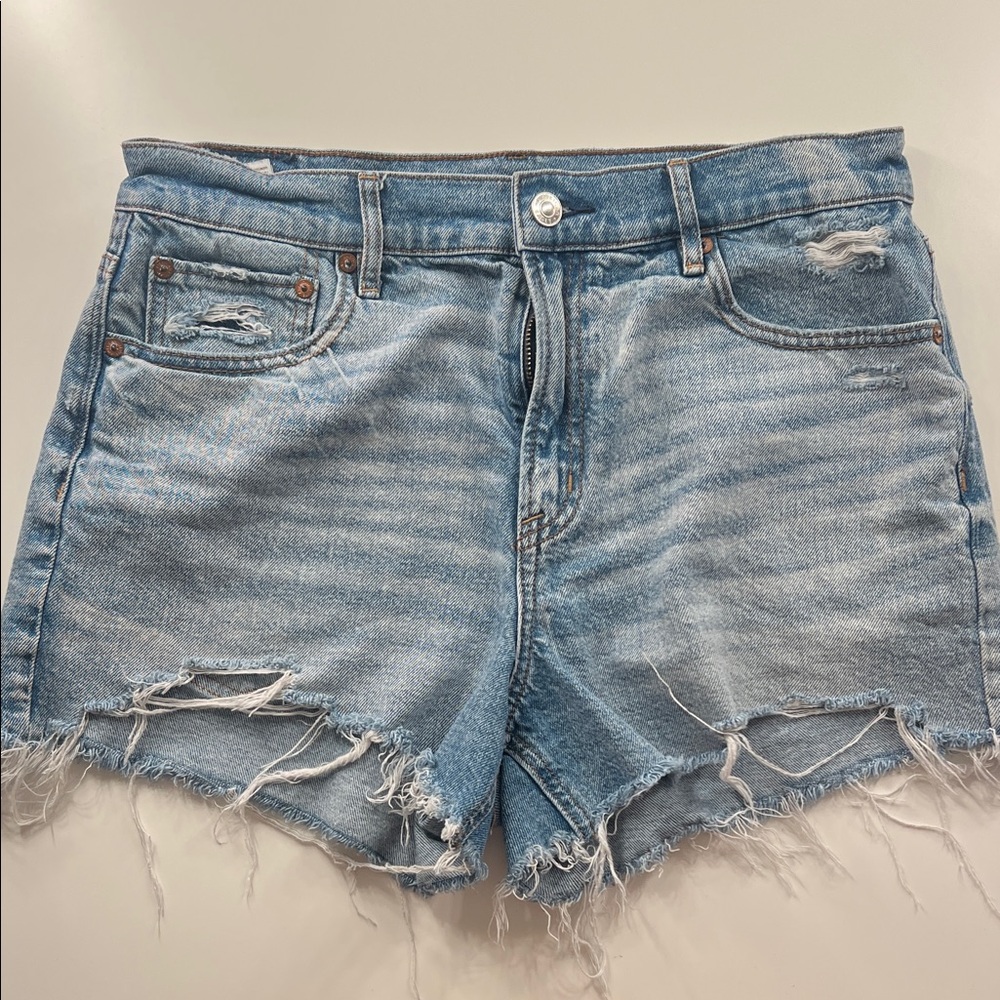 American Eagle Outfitters Light Blue High Waist Denim Shorts